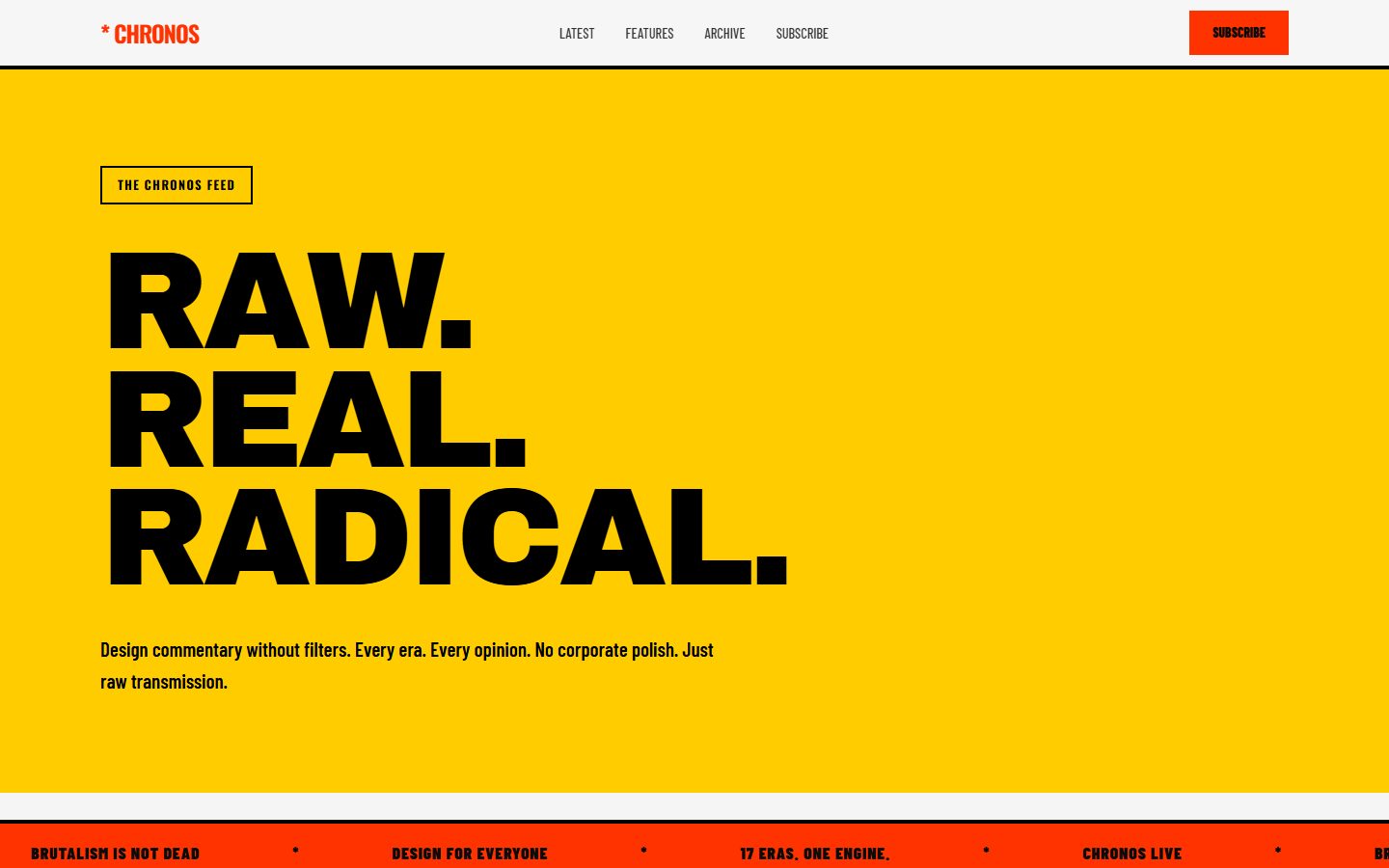 Brutalist Feed hero preview